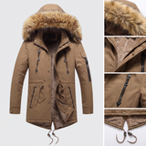 Raymond | Parka d'hiver camel capuche fourrée